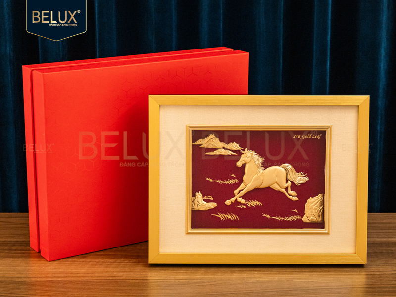 Tranh Ngựa dát vàng 24k&nbsp;25x30cm